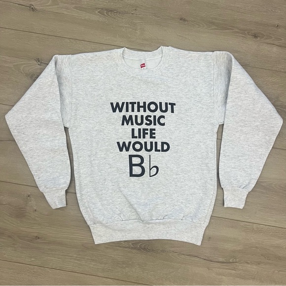 Music Theme Band Sweatshirt Youth Large Funny Pun B Flat Humor - Picture 1 of 5